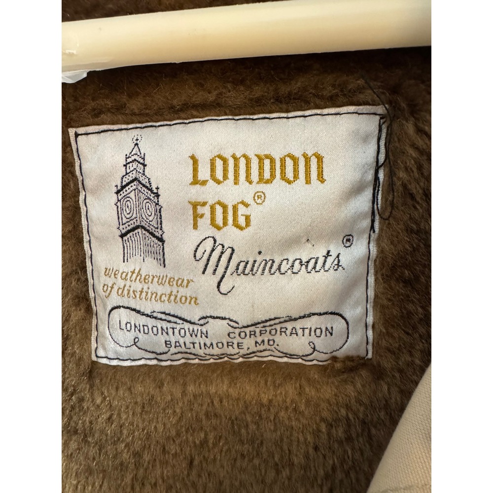 Vintage London Fog Maincoats Tan Trench Coat‎ Faux Fur Liner Mens 42 Reg Beige - Picture 2 of 10